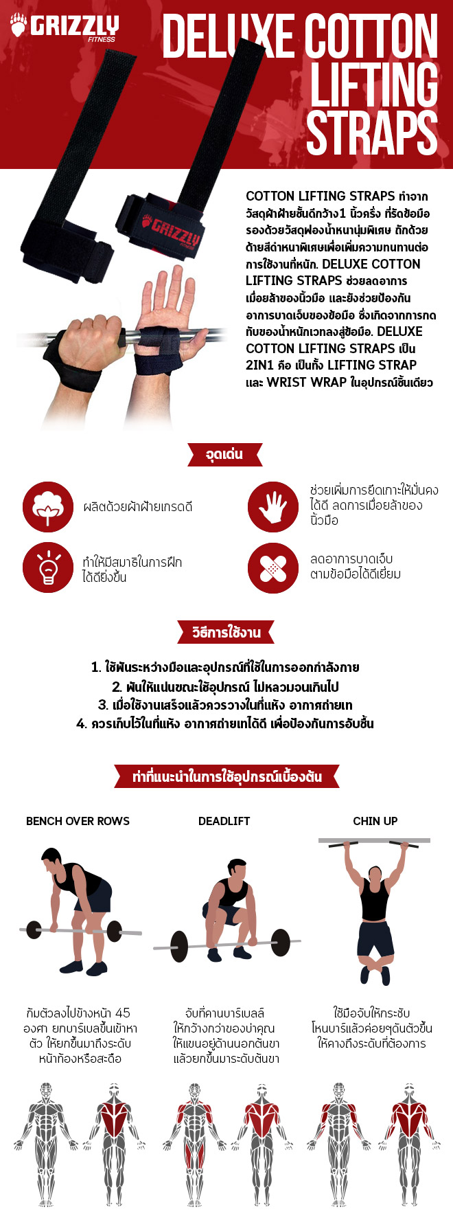 1. ผลิตด้วยผ้าฝ้ายเกรดดี 2. ช่วยเพิ่มการยึดเกาะ 3. ลดการเมื่อยล้าของนิ้วมือ 4. ลดอาการบาดเจ็บตามข้อมือได้ดีมาก ce8bbcd6fe192151319a0c9a33711b90.jpg